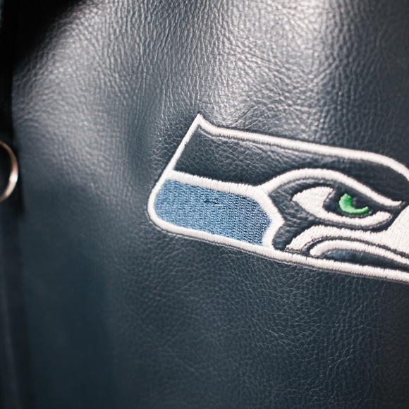 Vintage Seattle Seahawks NFL Faux Leather Bomber Jacket XXL - FLAWS - Picture 12 of 12